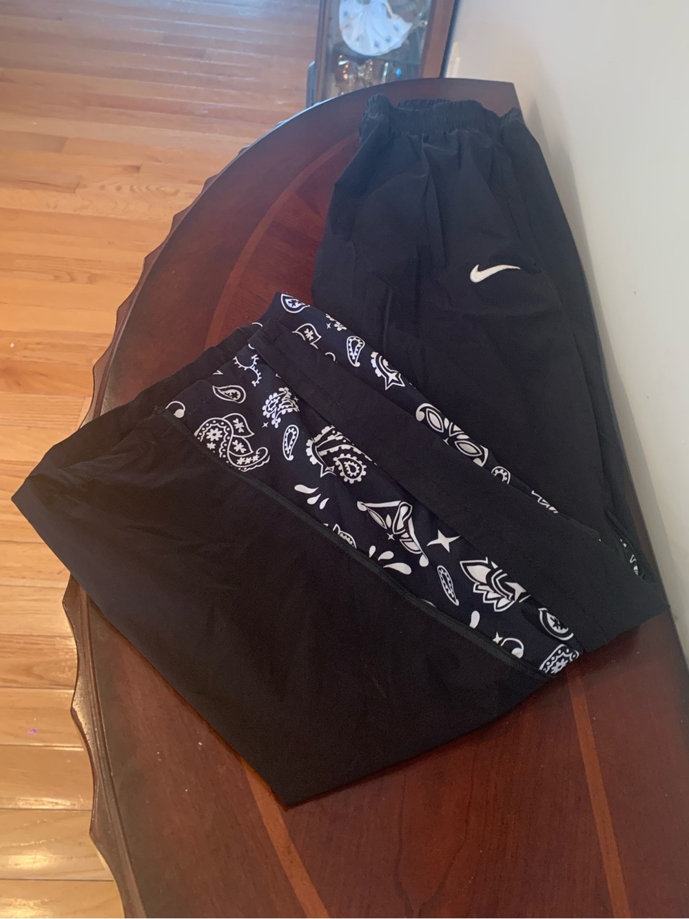 Nike Black Athletic Pants with Bandana Stripe